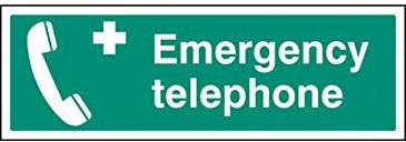 Caledonia Signs 16010M Emergency Telephone Sign, Rigid Plastic, 600 mm x 200 mm