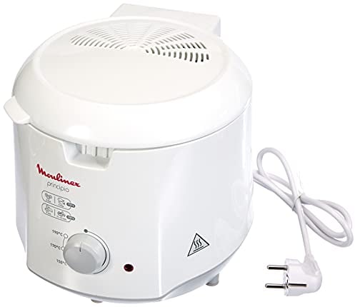 Moulinex AF230170 AF2301 Principio Mini Friggitrice Compatta con Potenza di 1000 W, 1.2 kg, Alluminio, Bianco