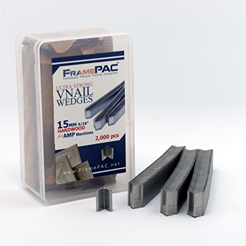 V Nails for Hardwood Picture Frames - 15mm (9/16 Inch) - [2000 V-Nail Pack, Stacked] - AMP - Ultra Strong Vnail Wedges for Picture Framing - Joining Picture Frame Corners