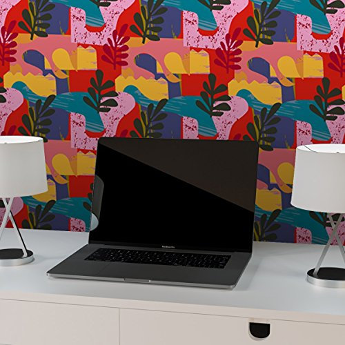 Moderne grafische TapeteExotic Leaf im Retro Stil der 70er in rot passt zu Scala Farben- Vlies Tapete Grafisch - Trend GMM Design Dekor für schöne Räume (Muster 20 x 46,5cm)