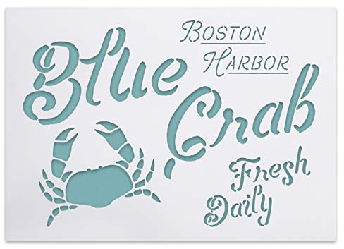 arborala Maritime Shabby Chic Schablone mit Krabbe | Wiederverwendbar, abwaschbar, PVC-frei und Acetat-frei · für Wand, Möbel und Textil · auch Spray und Airbrush