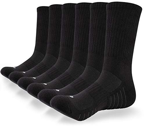 coskefy Cotton Sports Socks Cushioned Running Socks Trainer Socks for Men Women Walking Hiking Trekking Socks, 6 Pairs x black (B), 3/5 UK