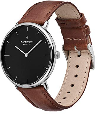Nordgreen skandinavische Designuhr - analoges Quarzwerk, weißes Zifferblatt, austauschbare Leder/Mesh-Armbänder, stilvolle Armbanduhr, Unisex, wasserbeständig, modern, Modell Native