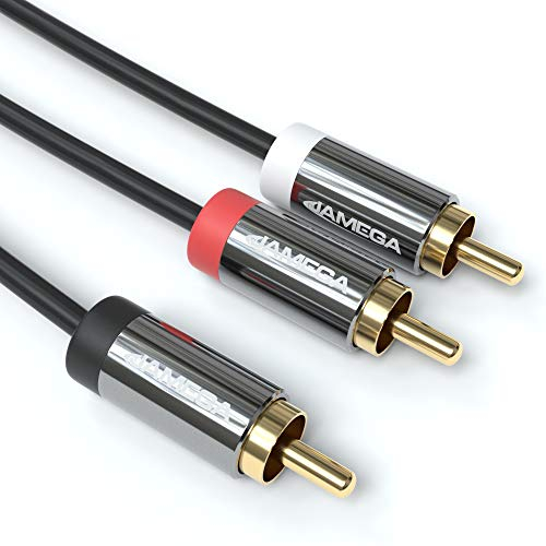 JAMEGA – 10m Y-Kabel | Subwoofer RCA Digitales Koaxialkabel | 24K Vergoldete Stecker 1 Cinch zu 2 Cinch | Audio Kabel für Verstärker, Subwoofer, HiFi-Anlagen, Stereoanlagen, Heimkino
