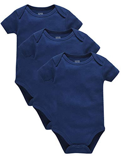 Kavkas Baby-Strampler, Kurzarm, für Neugeborene, weiche Baumwoll-Einteiler, Unterhemden, 3er Pack, 0–24 Monate, blau, 68