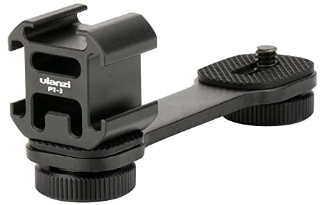 ULANZI PT-3 Triple Cold Shoe Mount Adapter Aluminium für Gimbal (DJI Osmo Mobile 2/3, Zhiyun, Feiyutech), Kamera und Smartphone Vlog Video Mikrofon Verlängerungsstange