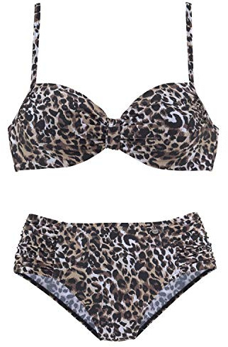 Lascana Damen Bügel-Bikini | trendig bedruckt, mit verstellbaren Trägern, höher geschnittene Hose mit seitlichen Raffungen