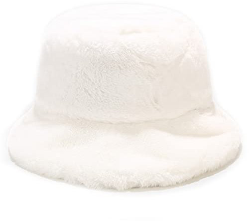 JFAN Fischerhut Damen Unisex Eimer Hut Einfachheit UV Schutz Plüsch Einfarbig Faltbar Hut One Size Weiß