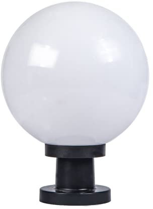 Sobeta Outdoor IP65 Waterproof Garden Post Light Modern Industrial Column Lamp Spherical Globe Ball Pillar Lantern Patio Landscape Lighting E27 External Fence Deck Table Lamp, 25x34cm