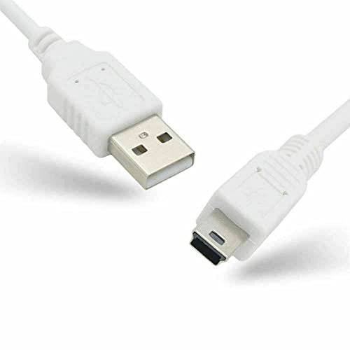 USB 2.0 Cable - A-Male to Mini-B Cord - 1.6 Feet (0.5 Meters) White Compatible with GoPro Hero 3+, PS3 Controller, Digital Camera, Dash Cam, MP3 Player, GPS Receiver, Garmin Nuvi GPS, SatNav, PDA