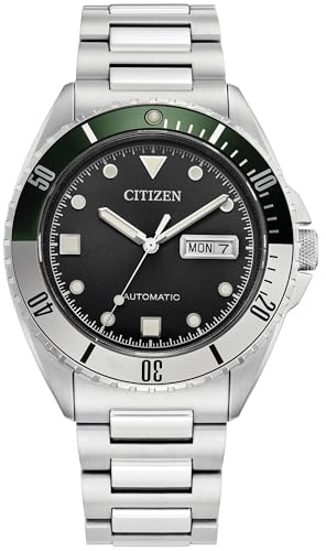 Citizen Men's Automatic Stainless Steel Watch, Silver-Tone Bracelet, Black Dial, 3 Hand Day/Date. (Model: NH7531-50E)