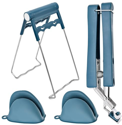 3-Set Anti-scalding Bowl Clip Gripper Clip Set, Stainless Steel Cooking Anti-Hot Clip Silicone Protective Gloves for Home Kitchen Cooking Plate or Bowls Moving