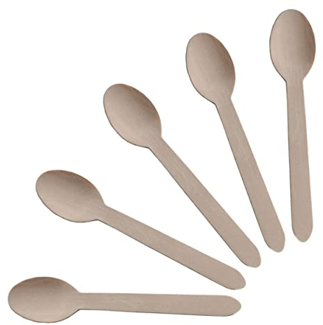 Commerline Lot de 2000 cuillères jetables en bois | Cuillères jetables en bois | Couverts jetables en bois