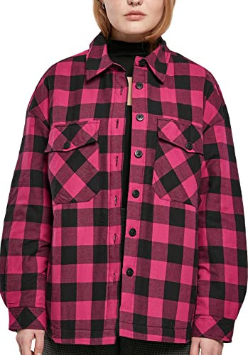 Urban Classics Damen Ladies Flanell Padded Overshirt wildviolet/Black, L
