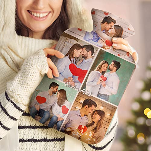 Custom Hot Water Bottle with Photo Cover Personalised Picture Winter Warm Fleece Hot Water Bag Unique Christmas Gifts for Couples Women Men Kids
