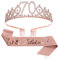CHTENG Bunter Schal zum 70. Geburtstag und Diadem aus Strass für Geburtstagsfeier (Roségold, 70)