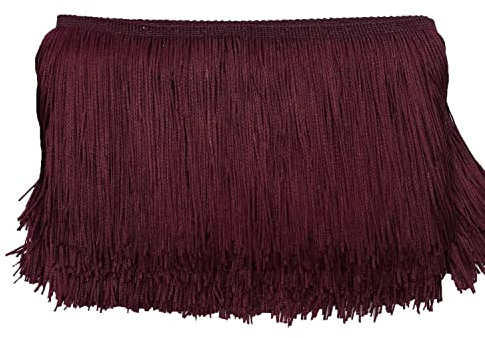 Bordo Con Fringe, 20 cm x 3 m, Nastro Decorativo per Cucito, Fai Da Te, Vestiti, Lingerie, Costumi, Decorazioni Rosse, Viola