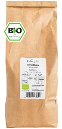Keimgrün - Bio Sonnenblumen Microgreen Samen - 500g Sonnenblumen Saatgut - Sonnenblumensamen - Regelmäßig überprüfte Keimfähigkeit - Zum ergiebigen Microgreen-Anbau auf Erde