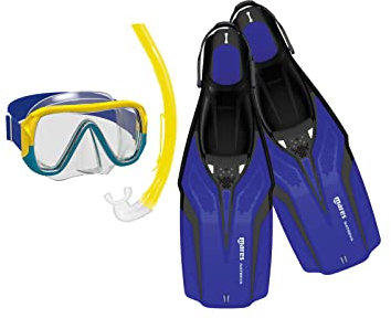 Mares Aquazone Set Nateeva Keewee Jr - Set bestehend aus Maske, Mundstück und Schnorchelflossen für Kinder und Jungen - Blau, XS