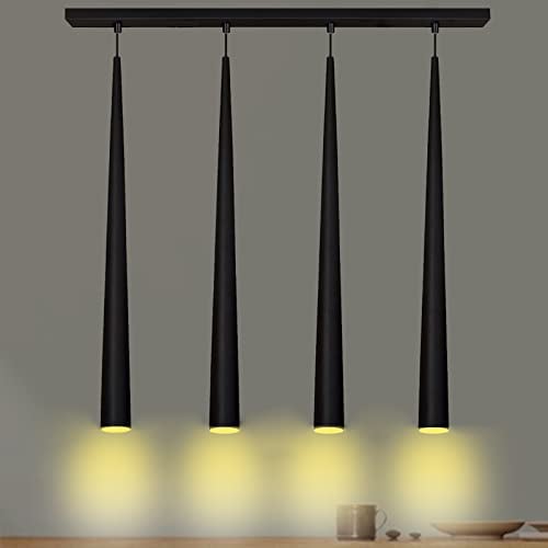 bamyum Galway Pendelleuchte Esstisch 4 Flammig Schwarz, Hängelampe Esstisch Vintage, Esstischlampe Lampenschirm Hängelampe Schwarz, Pendelleuchte Esstisch Wohnzimmer Esszimmerlampe Modern Café Bar