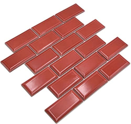 Mosaico rosso metropolitana ceramica lucido rettangolo parete pavimento cucina bagno doccia