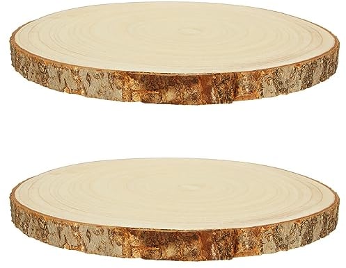 VIDETOL 2 Pcs Natural Wooden Cake Stand, 28-32cm Large Cake Round Display Cakes Board, Wedding Cakes Stands for Wedding, Birthday, Baby Shower, Home Decorations and Christmas Decorations