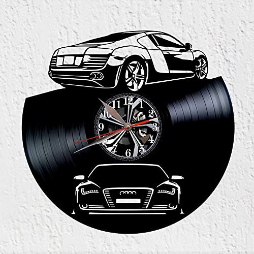 VINY WOODY Große Wanduhr für Auto, Sport, Schallplatte, Uhr, Wanddekoration, originelles Geschenk, hochwertiges Auto