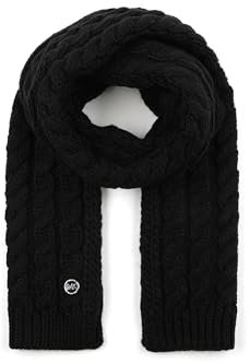 Michael Kors Damen Moving Cables Scarf, Stylish Fashion Accessory Women, Ideal for Cold Weather Schal, Schwarz, Einheitsgröße
