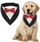 MHaustlie Hunde Smoking Bandana, Formale Haustier Smoking Fliege, Formale Feste Hundehalstuch, Verstellbar Haustier Anzug Fliege Bandana für Hochzeit Geburtstag Halloween Weihnachten(XS, RotSchwarz)
