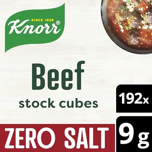 Knorr Zero Salt Beef Stock Cubes lactose- and gluten-free for delicious, zero-salt beef dishes 192x 9 g
