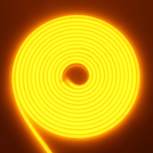 RGB Neon Ruban LED, 220V 288 LEDs/M, Etanche ip65 COB Flexible Étanche Découpable Silicone Bandeau Lumineuse Led pour Intérieur/Extérieur DIY Décoration,jaune,3M