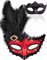 SIQUK 2 Stück Venezianischen Maske Masquerade Maske Maskerade Masken für Damen Herren Paar Halloween Karneval Party Kostüm, Schwarz & Rot