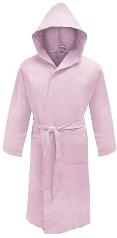 Puraluna Peignoir en microfibre souple, avec capuche, sac à main extérieur, unisexe, Poudre, M
