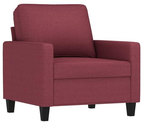 vidaXL Sessel, Sofa Relaxsessel mit gepolstertem Sitz Armlehnen, Fernsehsessel Loungesessel Metallgestell, Polstersessel Ruhesessel für Wohnzimmer, Weinrot Stoff