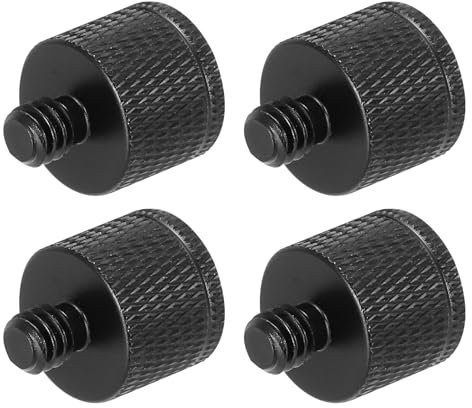 sourcing map 4Pcs Mic Stand Adapter 3/8 Female to M6 Male Thread Screw Adapter Aluminum Alloy for Microphone Tripod Stand Mount Black