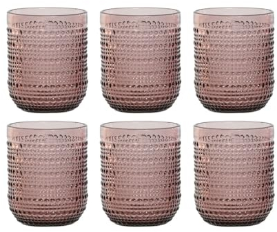 Home ESPRIT Set de Vasos Rosa Cristal 240 ml (6 Unidades)