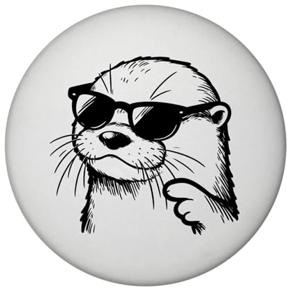 Cooler Otter mit Sonnenbrille Magnet rund mit Flaschenöffner rund Lustiger Wassermarder Humor Tier Magnet rund mit Flaschenöffner Flussotter Meerotter mit Brille