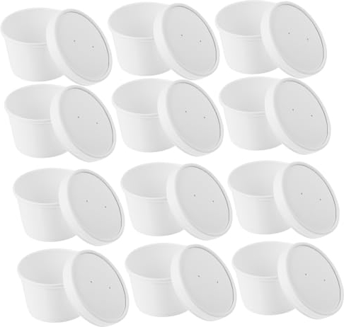 Beavorty 25 Juegos 8 Caja de Helado de 8 tazones de Helado Vaso de Vino con Tapa Sacar envases de Helado de Pollo Frito Copa de Vino Papel Kraft Cubrir Colocar
