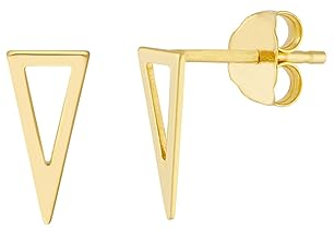 JewelryWeb 14 Karat Draw The Line Bianca Pyramiden-Ohrstecker in Rotgold, Weißgold, Gelbgold, Gelbgold
