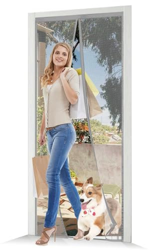 Zanzariera Porta Finestra 180x240, JOY2SEE Zanzariera Magnetica Grigio, Proteggere la Famiglia