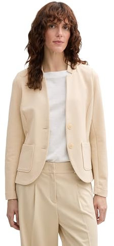 TOM TAILOR Damen 1038703 Basic Ottoman Blazer mit Taschen, 21650 - Summer Beige, L