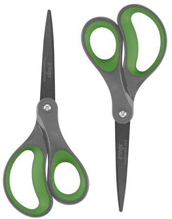 LIVINGO Heavy Duty Scissors - Sharp Office Scissors Set for Sewing, Fabric Cutting, and Crafting - Titanium Coated Blades with Comfort Grip Handles - Essential for Home, Office, and School Stationery