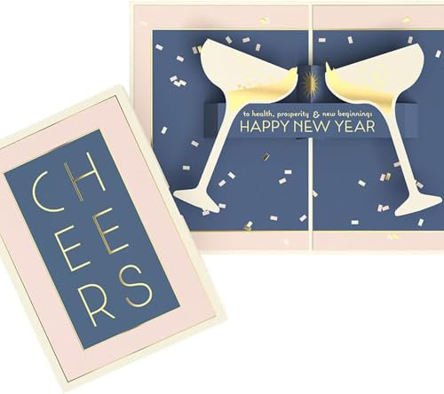Lovepop® 3D Pop-Up Karte Neujahr Jahreswechsel Neujahrsgrüße Neujahrskarte Silvester Premium Grußkarte | Klappkarte mit edlen Goldeffekten | inkl. Umschlag & Notizkarte