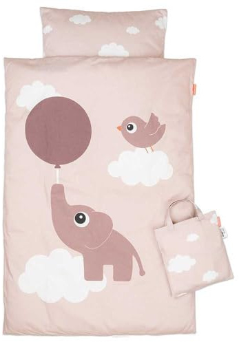 Done by Deer Bettwäsche Junior INT Elphee Rosa - Bettbezug 100x140 cm, Kissenbezug 40x45 cm - Oeko-TEX® - 100% Baumwolle mit erstecktem Reißverschluss