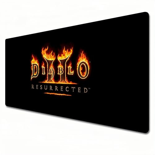 Diablo Tapis de souris de jeu noir et rouge, XXL 900 x 400 cm, grand tapis de souris à bords cousus, imperméable, antidérapant (A02, XXL)