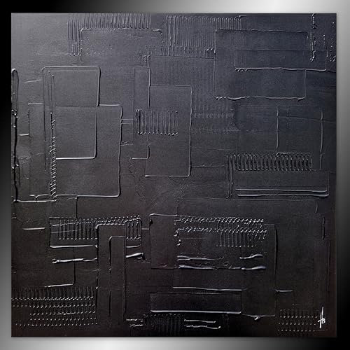 Générique Tableau peinture abstraite monochorme noir fait main