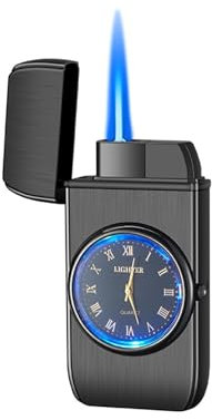 VFBVNJBJ Butan-Fackelfeuerzeug, 2024 Metallfeuerzeug, Turbo Herren-Gadget, winddichtes Feuerzeug, ungewöhnliches Geschenk (Gas Nicht im Lieferumfang enthalten) (schwarz)(Black)