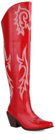 Stivali Moda da Donna 7CM/2.75IN Autunno Tacco Spesso Stivali Alti con Tacco Medio Stivali sopra Il Ginocchio di Grandi Dimensioni