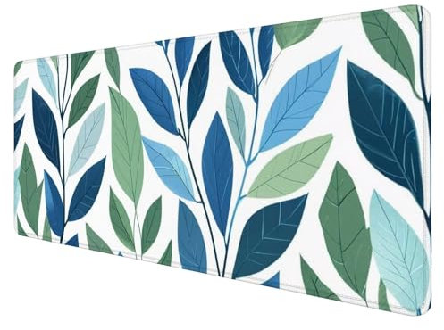 Jaalinng Alfombrilla Ratón Hojas Verdes Alfombrilla Ratón Gaming XXL 1600x800x3mm Accesorios Escritorio,Antideslizante Mousepad Verde Tapete Escritorio Infantil,para Alfombrilla Pc Teclado Ratón J755