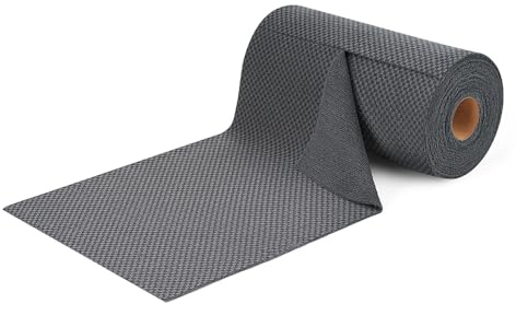 Fantasticlean Double-Sided Microfibre Cloth Roll with 24 Pieces, Tear-Off Tea Towels 45 x 30 cm, Reusable Lint-Free Kitchen Towels, Dark Grey Checked